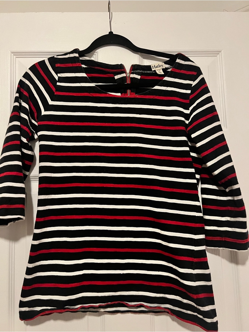 Hatley Navy Red White Striped Boatneck Top 100% cotton
